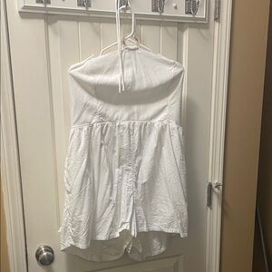Old Navy Cream Textured Halter Romper